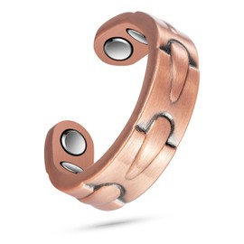 EnerCoppeX Copper Magnetic Ring for Women, Lymphatic Drainage Adjustable Ring, 3500 Gauss Magnet (CPR-2039)