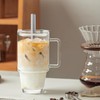 KEMORELA 24oz Clear Glass Tumbler with Handle, Lid & 13mm