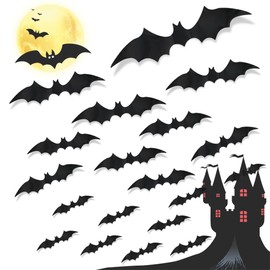 Pack of 88 Waterproof PVC Bat Stickers, Large Small Bat Stickers Decoration, 3D Black Bats Wall Sticker Decoration for Bar Outdoor Garden Party