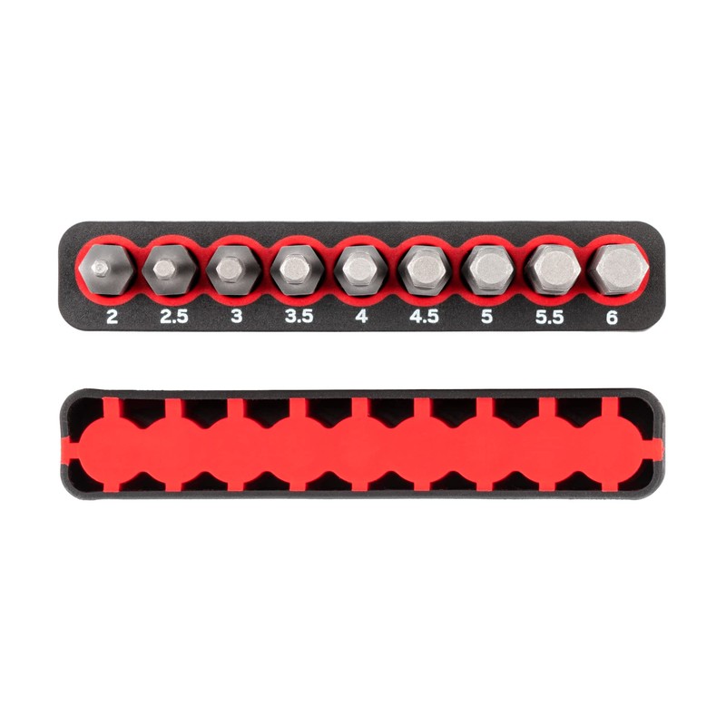 TEKTON 1/4 Inch Hex Bit Set with Rail, 9-Piece (2-6
