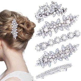 5 Stück Hochzeit Haarschmuck, Strass Haarspangen, Blume Hochzeit Kopfbedeckung für dünnes und dickes Haar