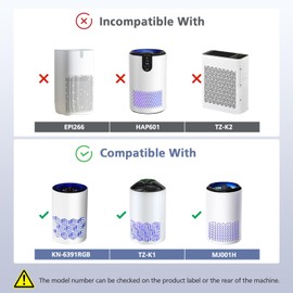 2 Pack TZ-K1 True HEPA Replacement Filter Compatible with FreAire KN6391, Compatible with ToLife TZ-K1, Compatible with MK-01 MK-06, 3-in-1 H13 HEPA Filter Replacement for Smoke Pollen, White