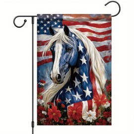 Starlit Patio Patriotic 4th of July Horse Garden Flag 12x18 Inch Double Sided Outside Memorial Day Summer Welcome Patriotic Yard Outdoor Decoration
