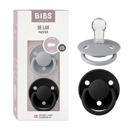 BIBS Chupones De Lux Pack de 2, Tetina de silicón, Talle único, Color Cloud/Black, Hecho en Dinamarca