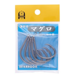 Interhook Large Fish Hook, Swimming Tuna, Wax Included, Black, Size 25, Pack of 5