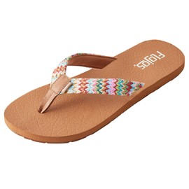 Flojos Women's Juno Weave Flip Flops, Natural/Multi, 9