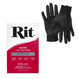 Dye – Rit Powder Single Pack for Fabric Dye for Crafting, Clothing, and Décor – with Artisx Nitrile Gloves Included (Scarlet), 83150
