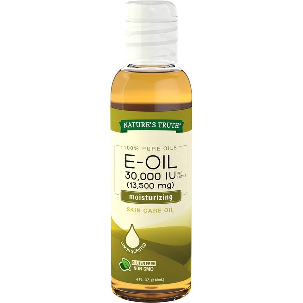 Vitamin E Oil for Skin 30,000 IU | 100% Pure | 4 oz | Lemon Scented | GC/MS Tested | By Nature's Truth