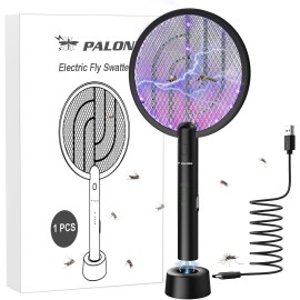 PALONE Bug Zapper 4000V Fly Swatter  Rechargeable Battery & LED Light for Anywhere Use