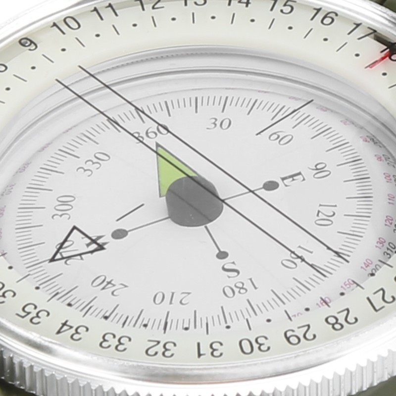 DC60‑2A Aluminium Alloy Foldable Multifunctional Luminous Compass Outdoor SuppliesArmy Green