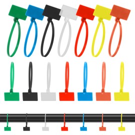 Pack of 100 Cable Labelling Cable Labels Cable Organiser Labelling Reusable Writing Surface for Identification Labels for Labelling Multicoloured Self-Locking Cable Ties