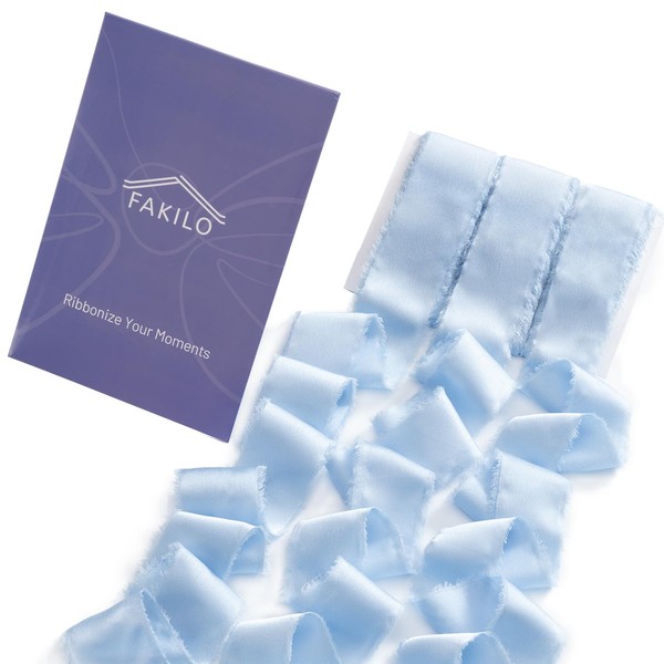 FAKILO Silk Satin Ribbon with Frayed Edge, 1-1/2 inch x