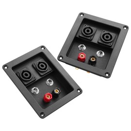 PNGKNYOCN 6 Position Terminal Junction Box, 2 Screw Type Binding Post with Dual Speakon and Dual 1/4" Speaker Cabinet for Car/Home Audio DIY（2 Pack）
