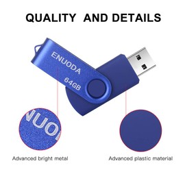 ENUODA Memory Stick 64GB USB 2.0 Flash Drive Swivel Design Fold Storage Thumb Drive (Blue)