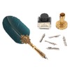 Feather Pen and Ink Set with 5 Interchangeable Nibs for