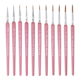 sourcing map 11pcs Detail Paint Brushes Nylon Hair Miniature Painting Brush for Watercolor Oil Acrylic Painting(00000#-7#), Pink