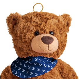 BRUBAKER Teddy Plush Bear with Anchor Neckerchief Blue - 42 cm - Vintage Teddy Bear Plush Teddy Cuddly Toy - Cuddly Toy with Extra Soft Fur - Stuffed Toy Brown