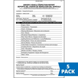 Simplified Driver's Vehicle Inspection Report 5-pk. - Bilingual, Book Format, 2-Ply Carbonless, 5.5" x 8.5", 31 Sets of Forms Per DVIR Book - Meet FMCSR Requirements - J. J. Keller & Associates