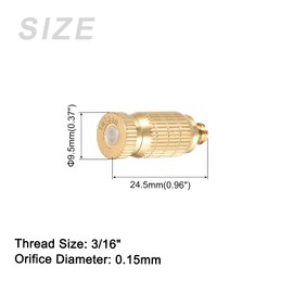 METALLIXITY Brass Misting Nozzle (0.15mm/0.006") 5Pcs, Brass Fogging Spray Head Misting System Nozzle - for Home Garden Outdoor Cooling, Gold