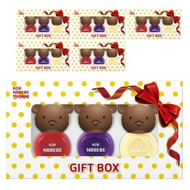 Enbebe Children's Nail Polish 3-piece Gift Set, Vivid Red + Vivid Purple + Cream Lemon, 5 Pieces / 엔비베베 어린이 매니큐어 3종 선물세트, 비비드레드 + 비비드퍼플 + 크림레몬, 5개