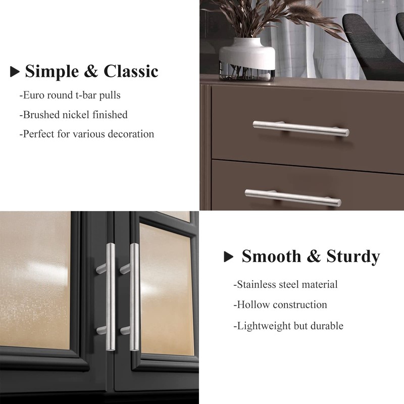 Probrico 15 Pack | T Bar Cabinet Pulls Stainless Steel