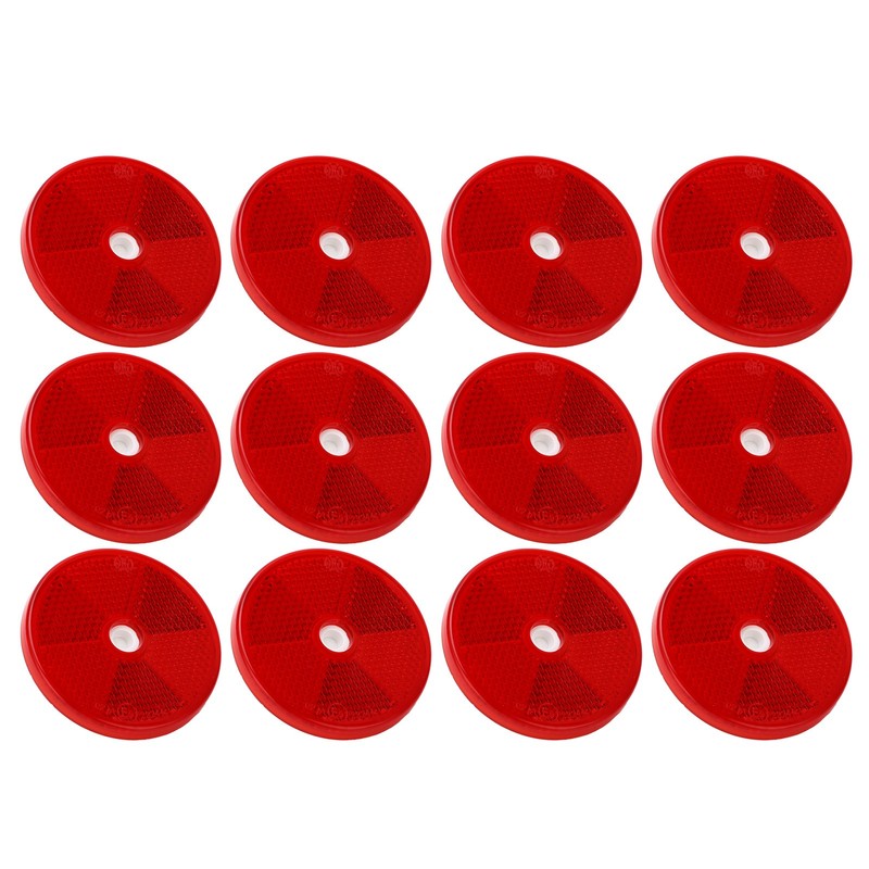 12PCs Round Reflector Red Reflective Sticker Waterproof Signal Warning for