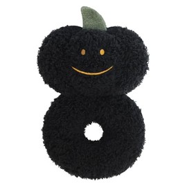 Doindute Baby Pumpkin Soft Rattle Toy, Plush Pumpkin Infant Shaker Rattle Easy-Grasp Stuffed Animal Toy, Gifts for Newborns Babies Toddlers Boys Girls, Black, 6 Inches