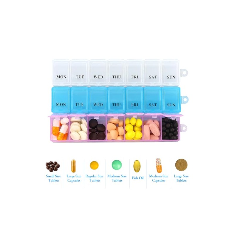 7 Day Pill Box Organiser Once a Day,Weekly Pill Dispenser