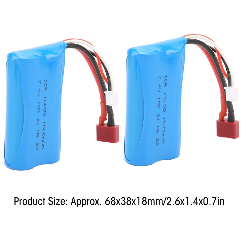 7.4V 1500mAh 15C Lipo Battery with Charging Cable Rechargeable Lithium