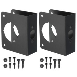 PATIKIL Door Reinforcement Plate, 2 Set Doors Reinforce Repair for 1-3/4" Thick Door 4-1/2" Size Door Knob Lock Latch Deadbolt Cover Plate Home Security, Black