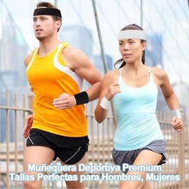 Sets de Bandas Deportivas (4 Diademas y 8 Muñequeras) - Algodón Absorbente para Sudor, Antideslizantes, Elásticas, Ideal para Fitness, Running, Yoga p