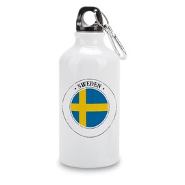 VEHFA Sweden Funny Aluminum Sports Water Bottle Sweden Flag Insulated Sports Water Bottle with Carabiner Clip, 14 OZ