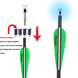 KEAUP 6/3 Pack Lighted Nocks for Crossbow Bolts with .285”/.297”/.300”/.305” Bushings High-Visibility Crossbow Lighted Nocks, On/Off Switch Included