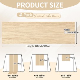 4 Pack Beige Cheesecloth Table Runner 10Ft, Gauze Table Runners 21.5 x 120 inch,Semi Sheer Cheese Cloth Fabric Runner Bulk for Wedding,Party,Baby Shower,Bridal Shower