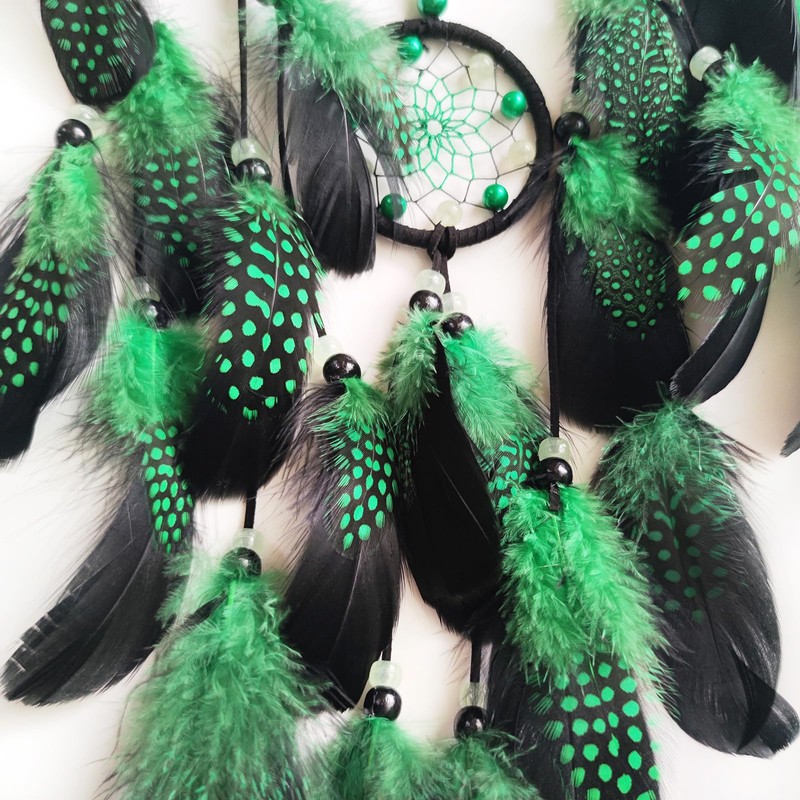 SOYUZU Green and Black Dream Catcher Wall Decor Feather Dream
