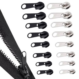 Bzzerumy 16 Pieces Zipper Replacement Sliders - Metal Nylon Puller - Universal for Jackets, Backpacks, Bags - 4 Size Set - Durable Zipper Repair Kit