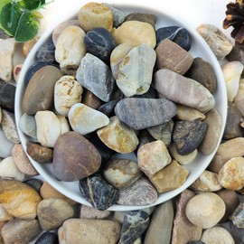 YISZM 2lbs Aquarium Rocks, 5/8" Natural Mixed Pebbles for Plants Decorative Polished River Rocks for Fish Tank, Landscaping, Gardening, Flower Pots, Vase Fillers, Indoor Water Fountains,