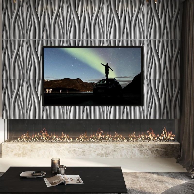 STICKGOO 3D Wall Panels, Brushed Silver Decorative Wall Covering Panels,