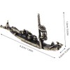 Veloshine Miniature Brass Fishing Boat Figurine Decorative Boat Model for