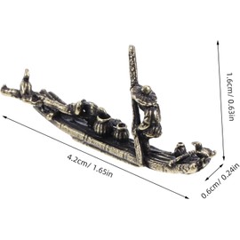 Veloshine Miniature Brass Fishing Boat Figurine Decorative Boat Model for Landscape and Desktop Ornament Charming Home for Bonsai Gardens