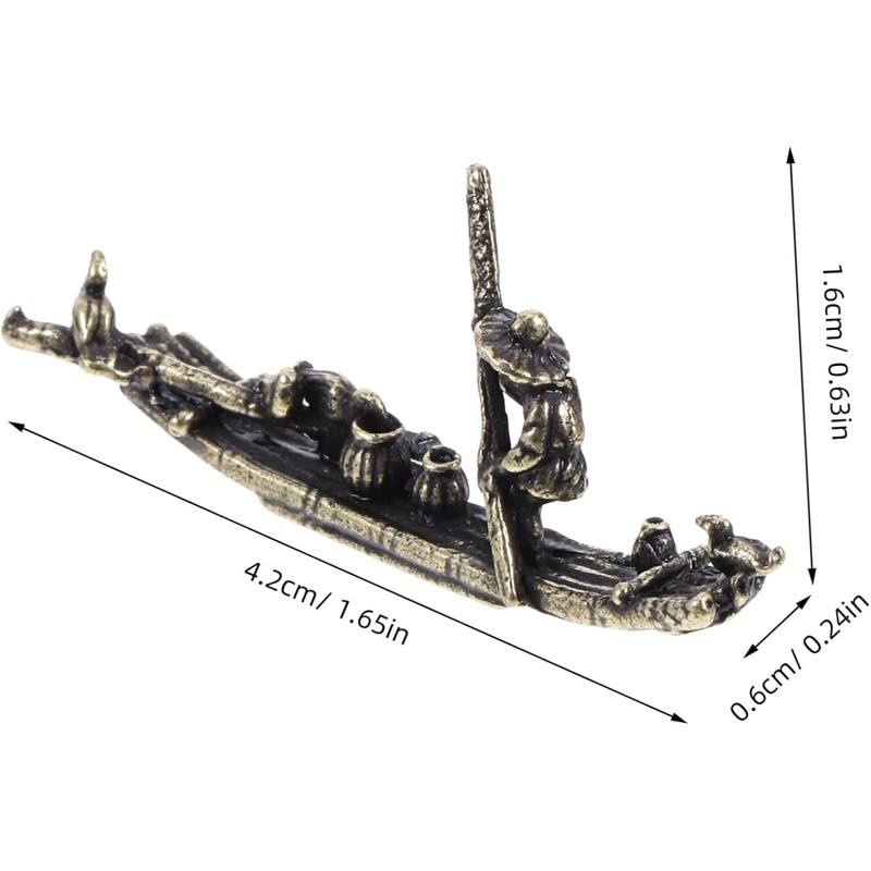 Veloshine Miniature Brass Fishing Boat Figurine Decorative Boat Model for