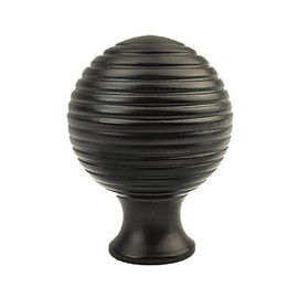 Set of 6 Queen Anne Reeded/Beehive Knob Matt Black Cabinet knobs for cupboards by FFF, Kitchen Cupboard Door, Drawer, Bedroom Furniture Knobs 31mm Diameter, Depth 39mm