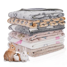 HOBBTREE 6 Pack Guinea Pig Fleece Cage Liners, Washable Guinea Pig Blankets Reusable Cage Accessories for Small Animal Hamster Rabbit Chinchilla Hedgehog (30x20 Inch)