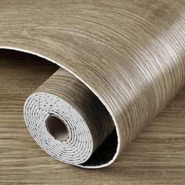 LaCheery Thick Vinyl Wood Flooring Roll 15.8"x317" Peel and Stick Wood Flooring Planks Brown Peel and Stick Floor Tile Waterproof Wear Resistant Self Adhesive Foam Wall Paper for Bedroom Bathroom