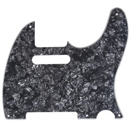 Musiclily 5 Hole Vintage Tele Pickguard for Fender American/Mexican Made Standard Telecaster Style Electric Guitar, 4Ply Black Pearl