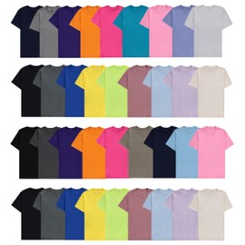 SOCKS'NBULK 36 Pack Mens Classic Crew Neck Soft Cotton Short Sleeve T-Shirts Tees Mix Colors Bulk Size (Mix, 2X-Large)