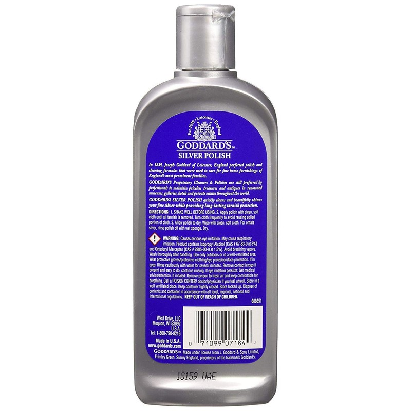 Goddard's Silver Polish Liquid, Tarnish Remover, 7 oz (Pack of