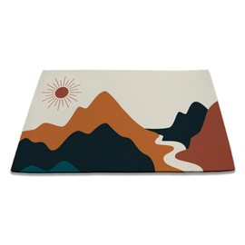 Boho Sun Mountains Door Mat Seasonal Decorative Abstract Landscape Doormat Non Slip Backing Indoor Outdoor Entryway Floor Mat Home Decor 17x30 Inch