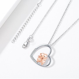 Guinea Pig Gifts for Women 925 Sterling Silver Guinea Pig Necklace Guinea Pig Pendant Guinea Pig Heart Necklace Guinea Pig Jewellery Gift for Women Birthday Valentine's Day