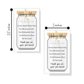 Libby Glass Can Care Instruction Cards | 50 pk | for Frosted Glass for Sublimation with Bamboo Lids 16 oz. SVG Wrap Care Instructions Packaging Client Cards